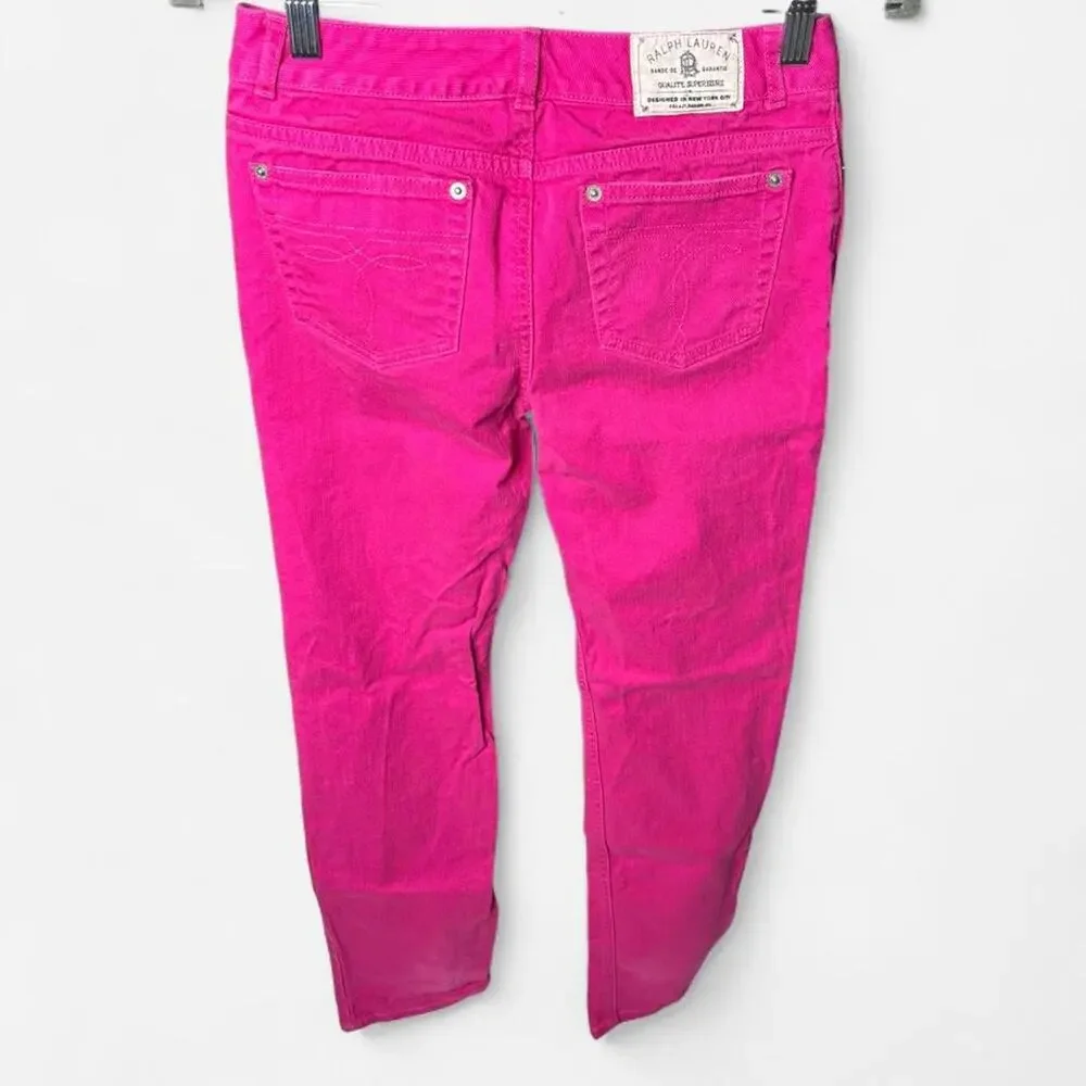Ralph Lauren Girls Size 16 Bright Hot Pink Denim Pants Stretch Jeans